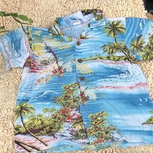 RJC made in Hawaii children’s size 6 rayon aloha shirt  Blue Hawaiian Shirt